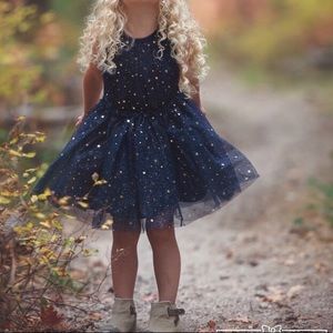 Toddler Navy & Gold Flower Girl, Holiday Dress